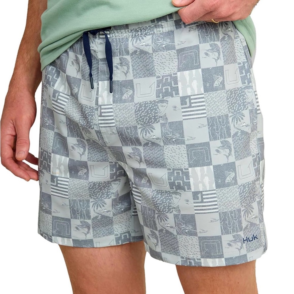 HUK Mens Pursuit Volley Pattern, Quick-Dry Swim Shorts for XL NWT HARBOR MIST